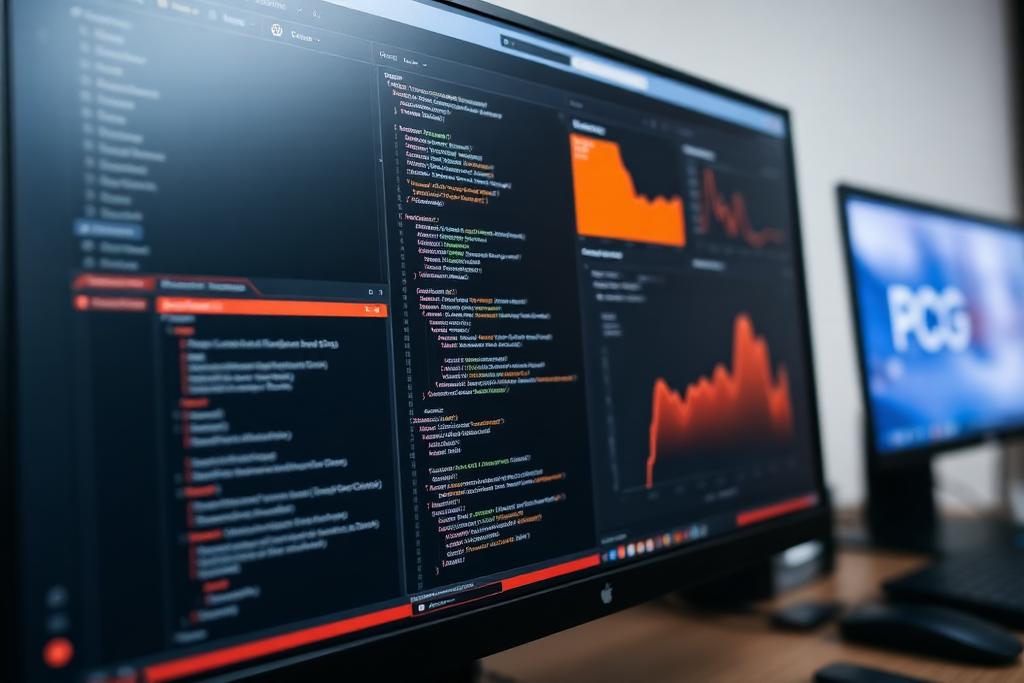 Sleek software application interface with dark mode and precision UI components